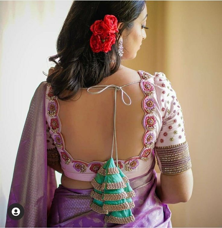 Simple French Knot Blouse Designs