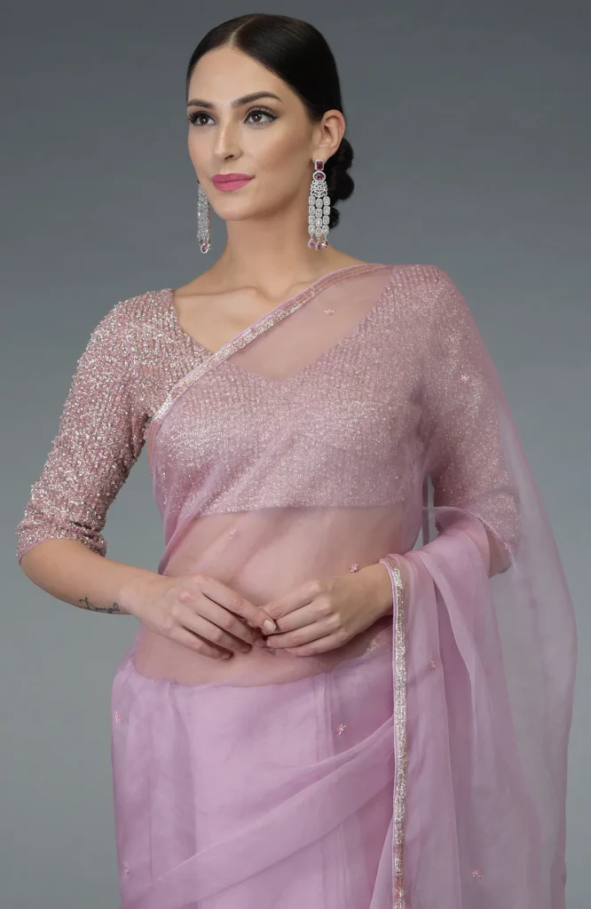 Trendy Blouse Designs for Organza Sarees