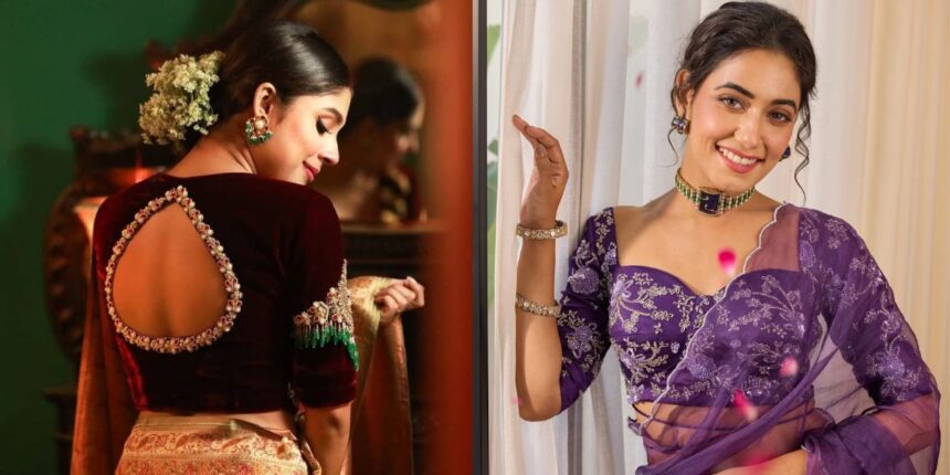 Boat Neck Blouse Designs for Sarees Front and Back