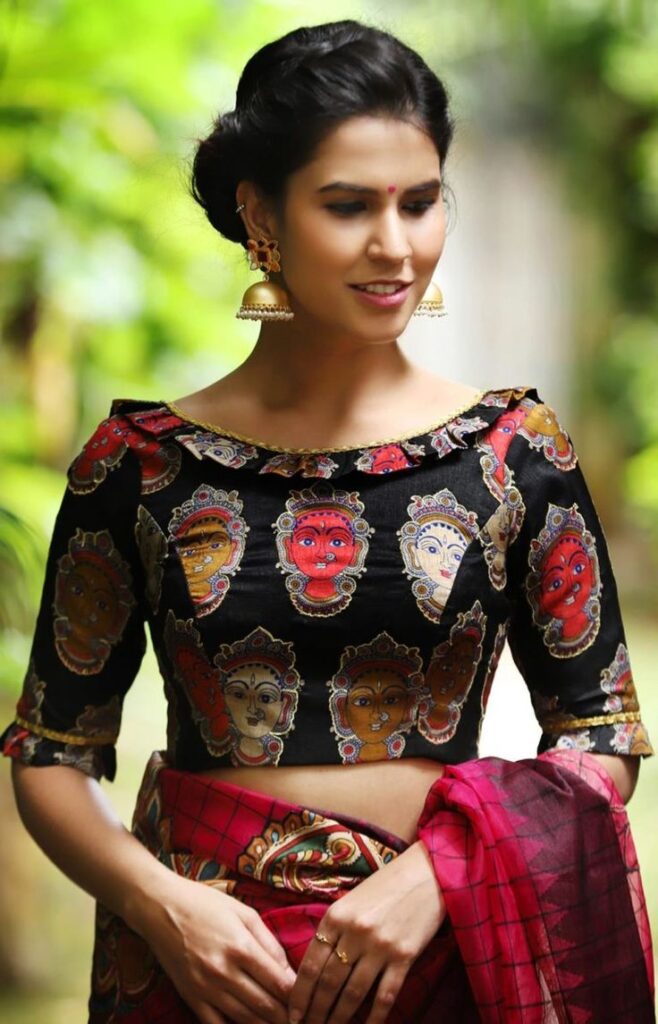 Black Kalamkari Blouse Designs