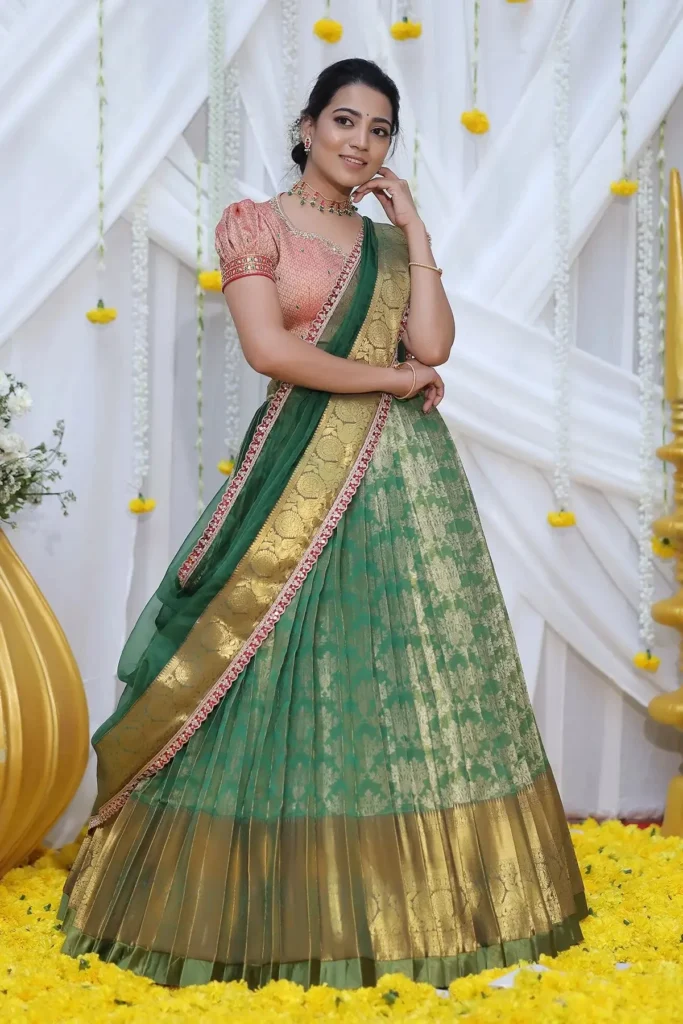 Pattu Lehenga Blouse Designs