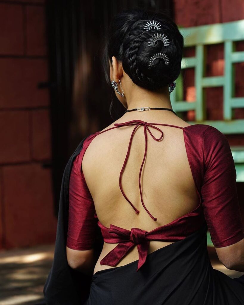 Simple Backless Blouse Designs