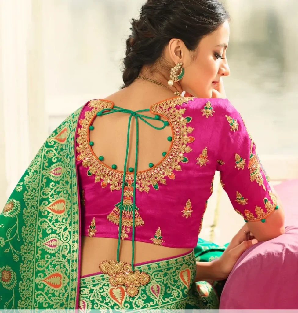 Blouse Back Neck Designs with Lace