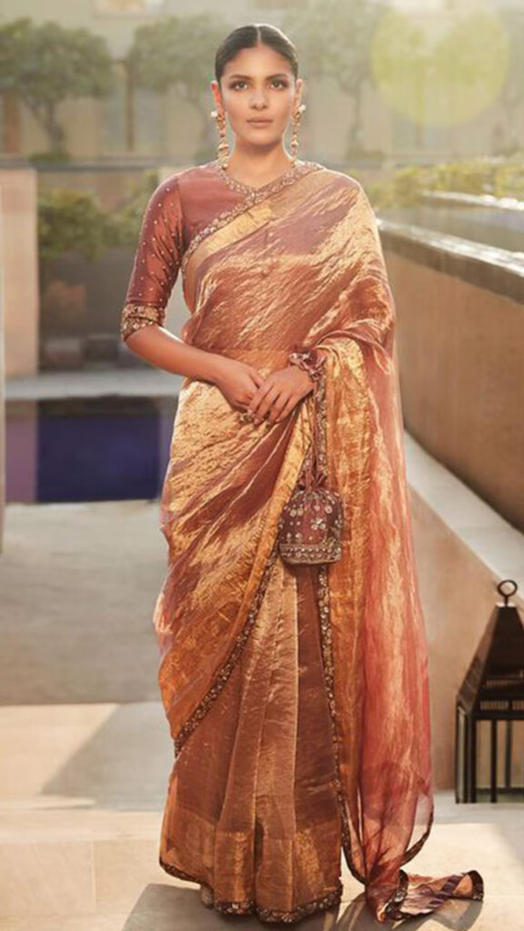 Blouse Designs for Gold Tissue Sarees