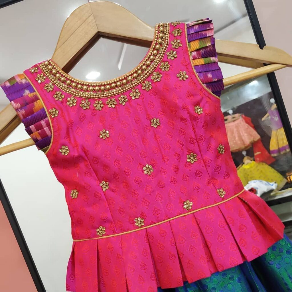 Boat Neck Blouse Designs for Kids