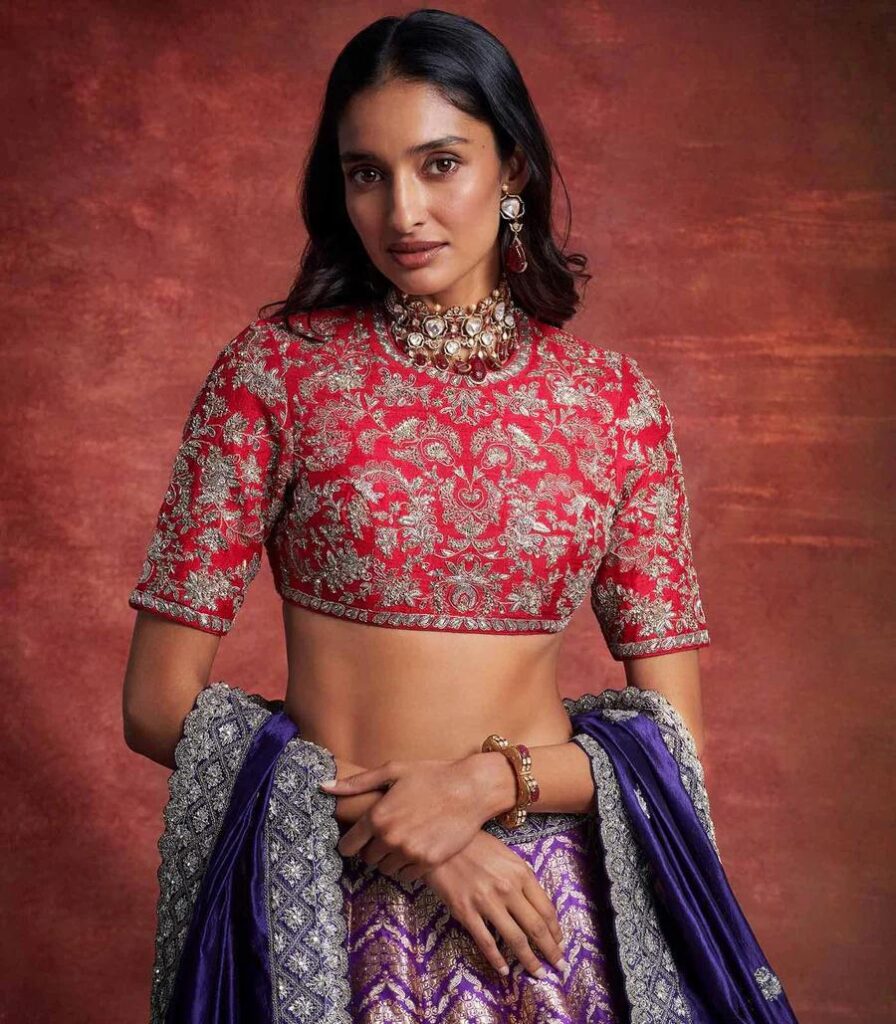 Bridal Maroon Color Maggam Blouse