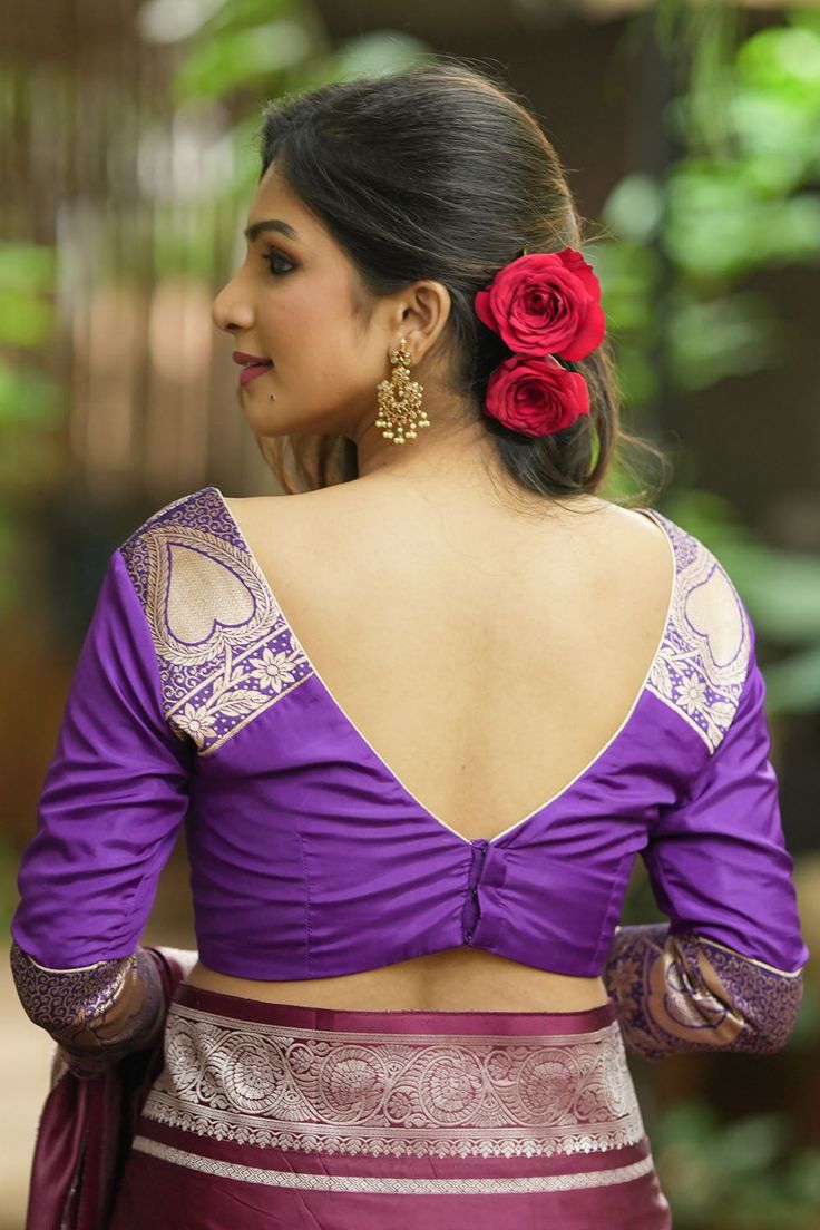 Brocade Blouse Back Designs for Silk Sarees