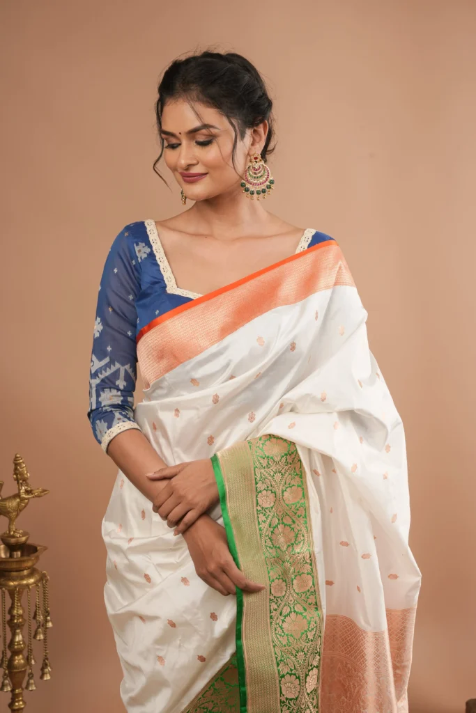 Cotton Saree Square Neck Blouse Design