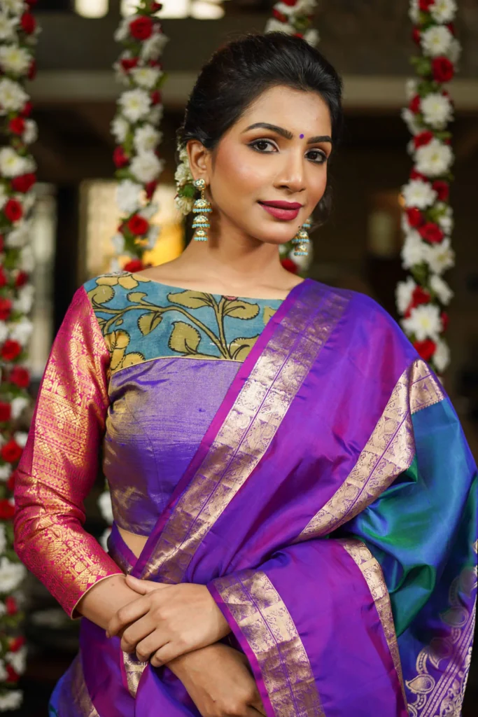 Double Colour Blouse Hand Designs