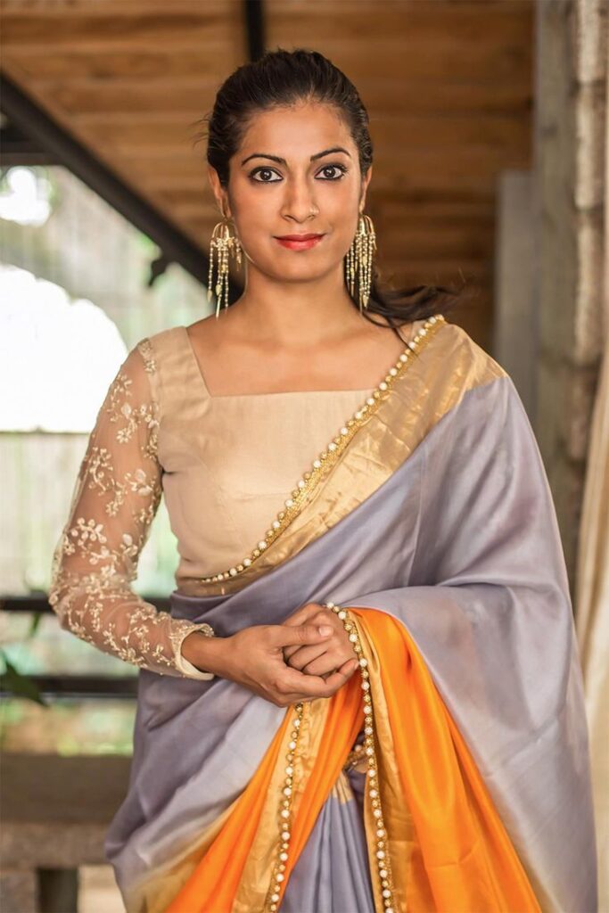 Gold Square Neck Blouse Design for Saree