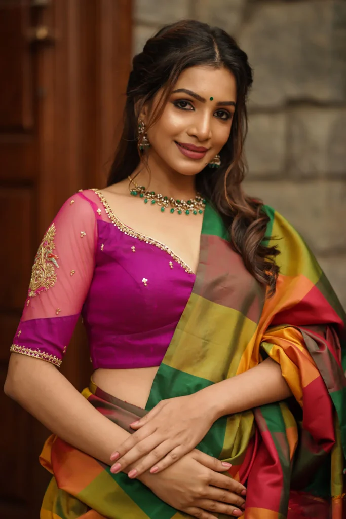 Heart Shape Blouse Designs for Silk Sarees