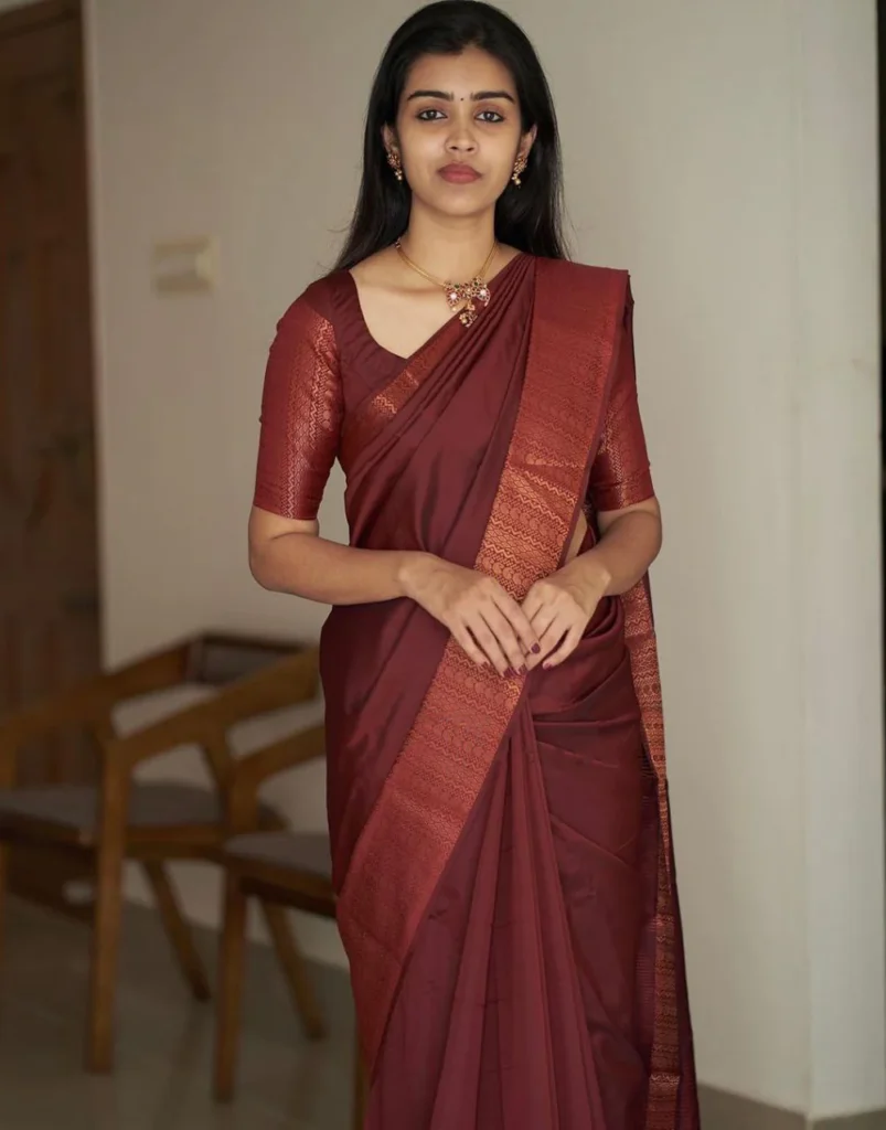 Maroon Color Saree Matching Blouse