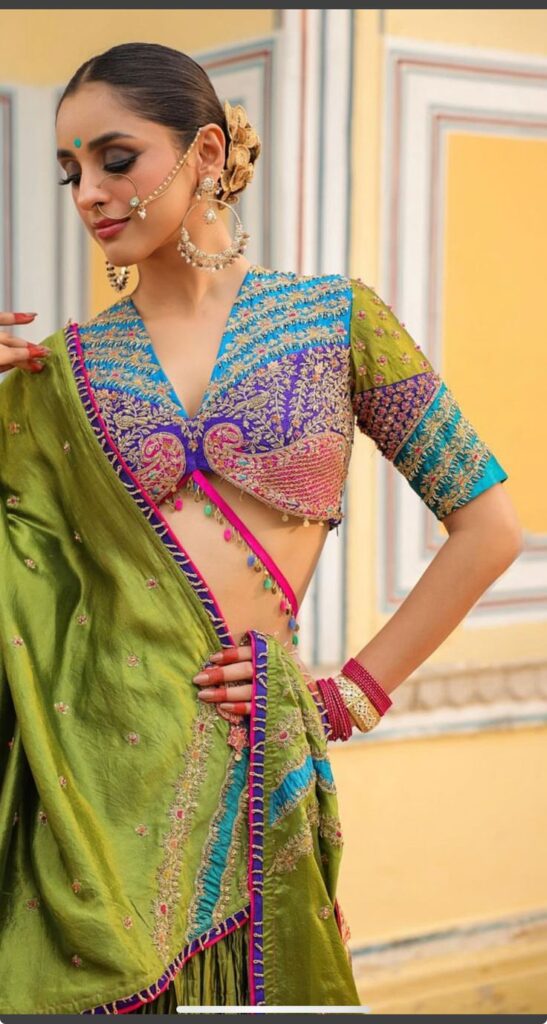 Multicoloured Lines Blouse Design