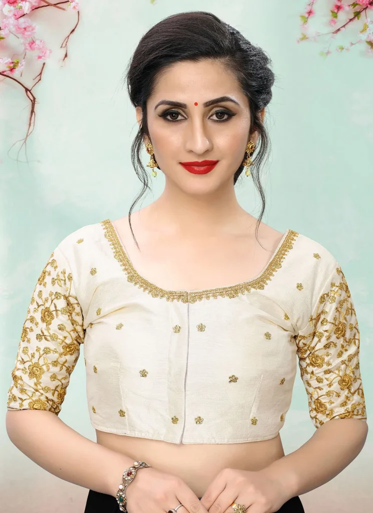 Off-White Blouse Embroidery Designs