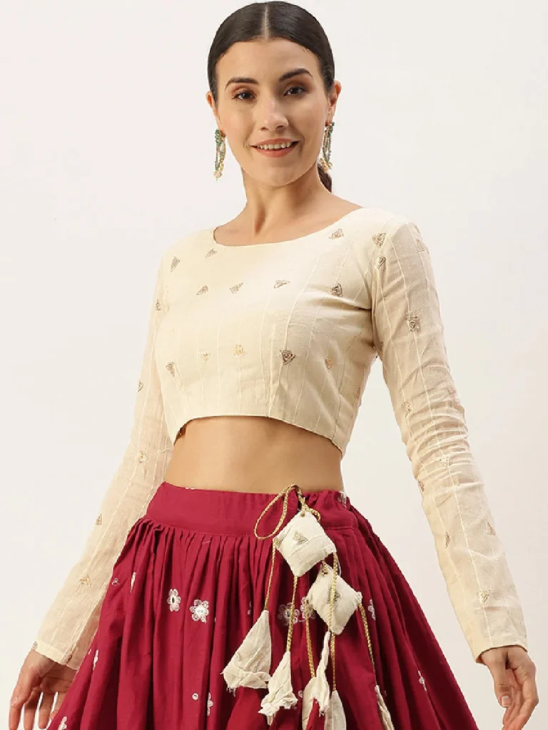 Off-White Blouse for Lehenga