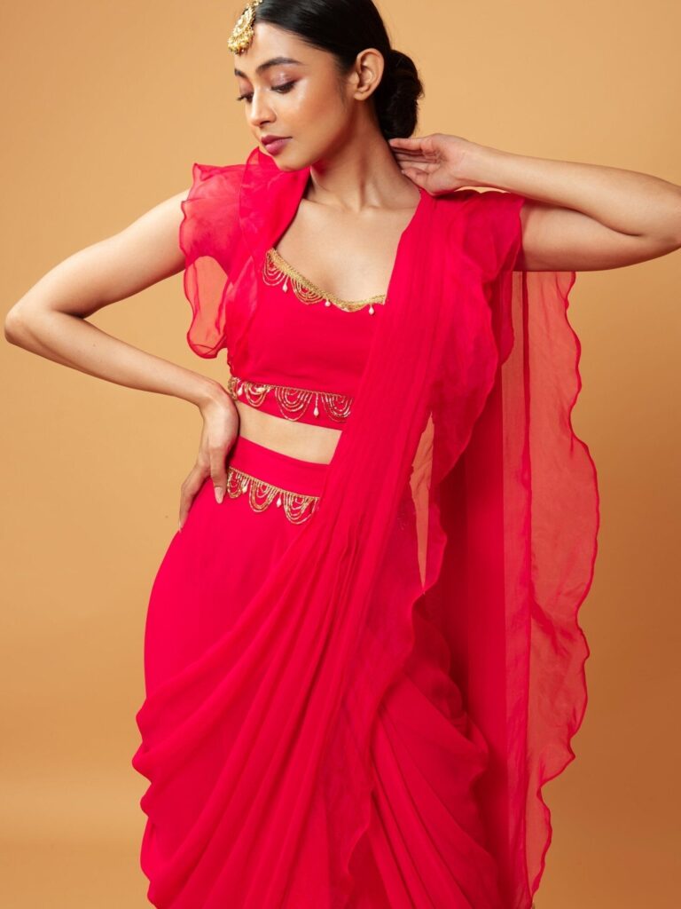 Plain Georgette Saree Blouse Designs