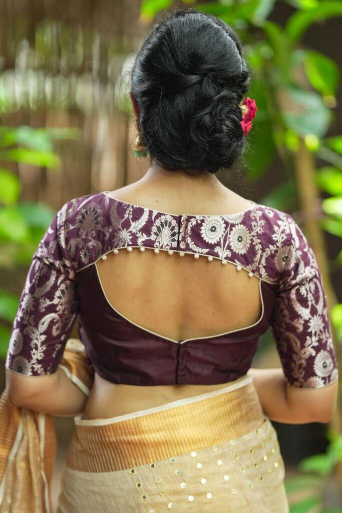 Saree Blouse Designs with Back Opening