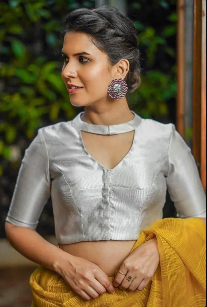 Silver Tissue Saree Blouse Designs