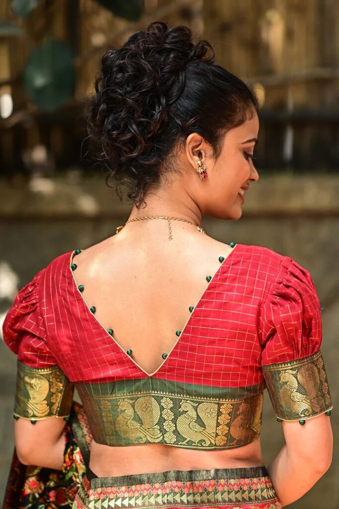 Simple Blouse Designs with Piping