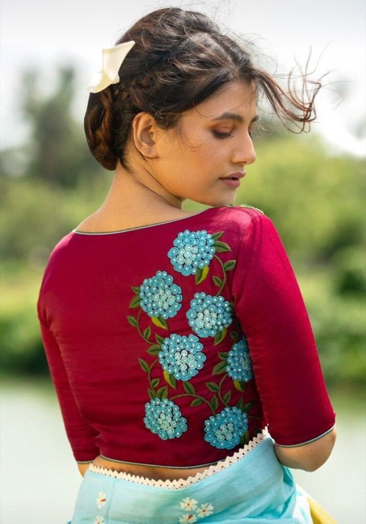 Simple Flower Blouse Design