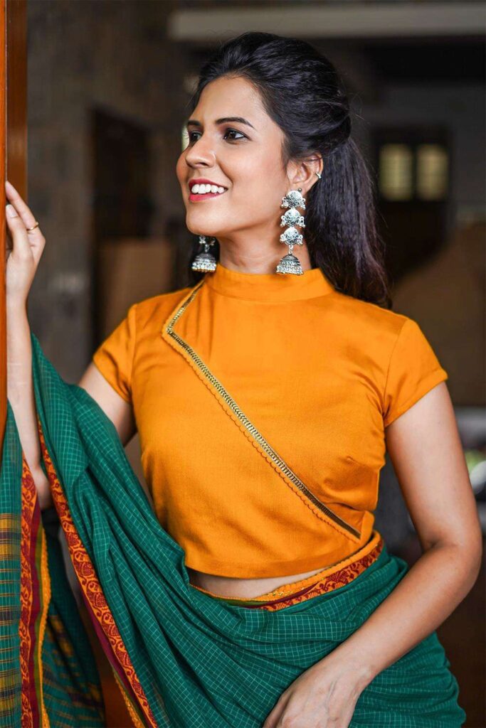 Stylish High Neck Blouse Designs