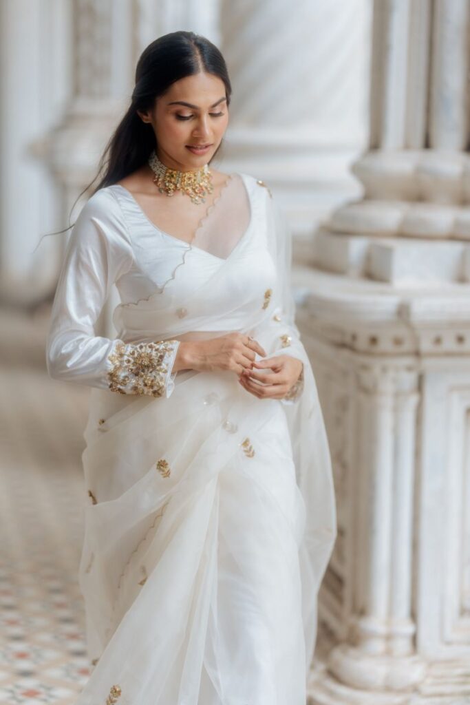 White Georgette Blouse Designs