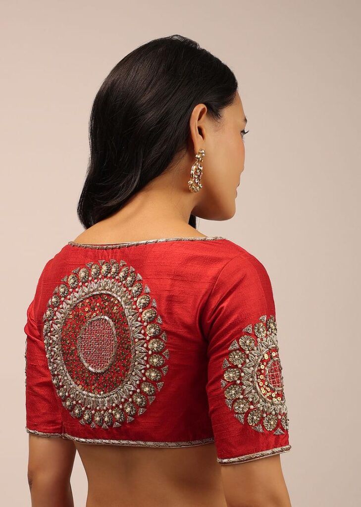 Zardosi Work Blouse Back Neck Designs
