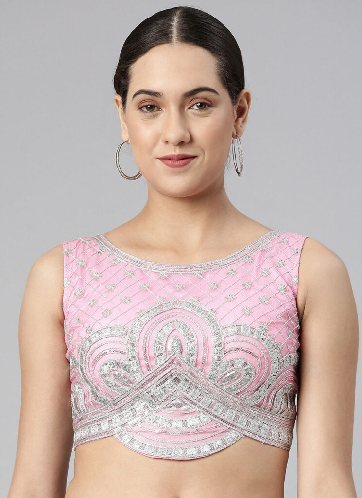 Blouse Design Pink and Grey