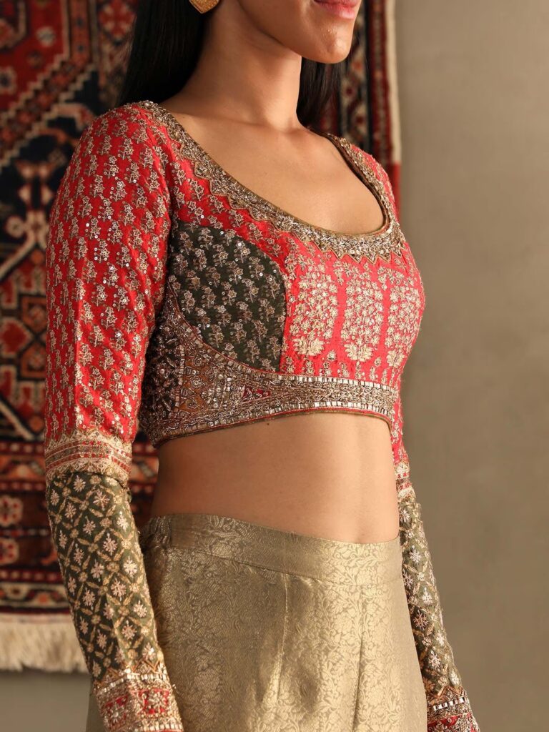 Boat Neck Blouse with Handwork