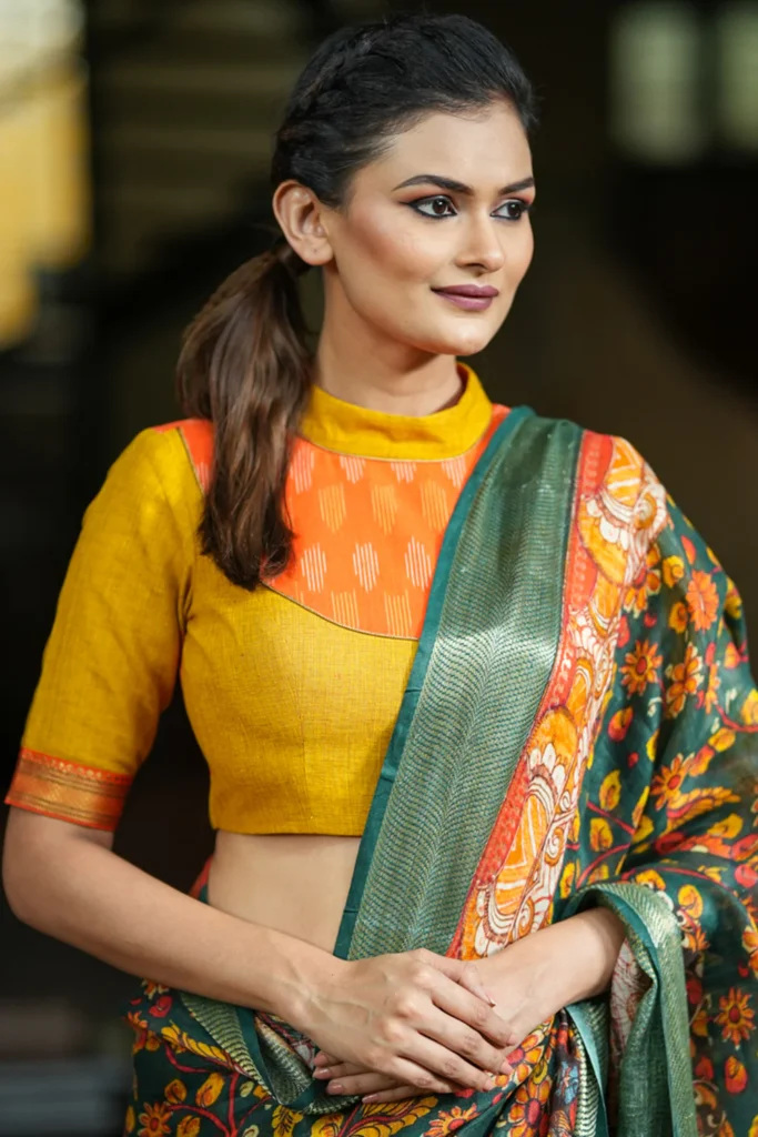 Closed Collar Neck Blouse Designs