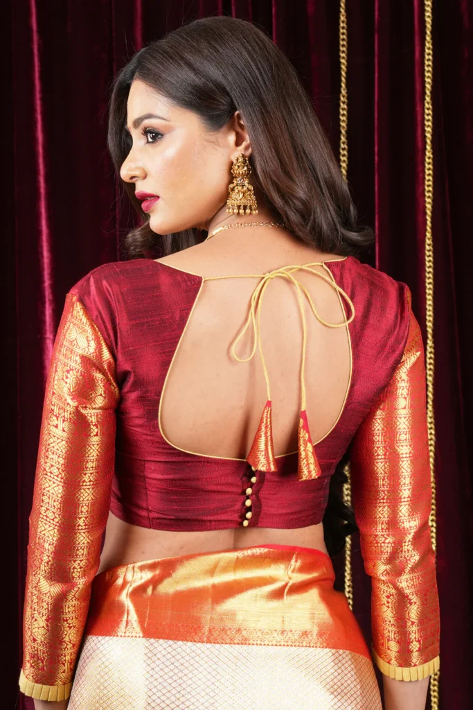 Deep Back Neck Design for Blouse