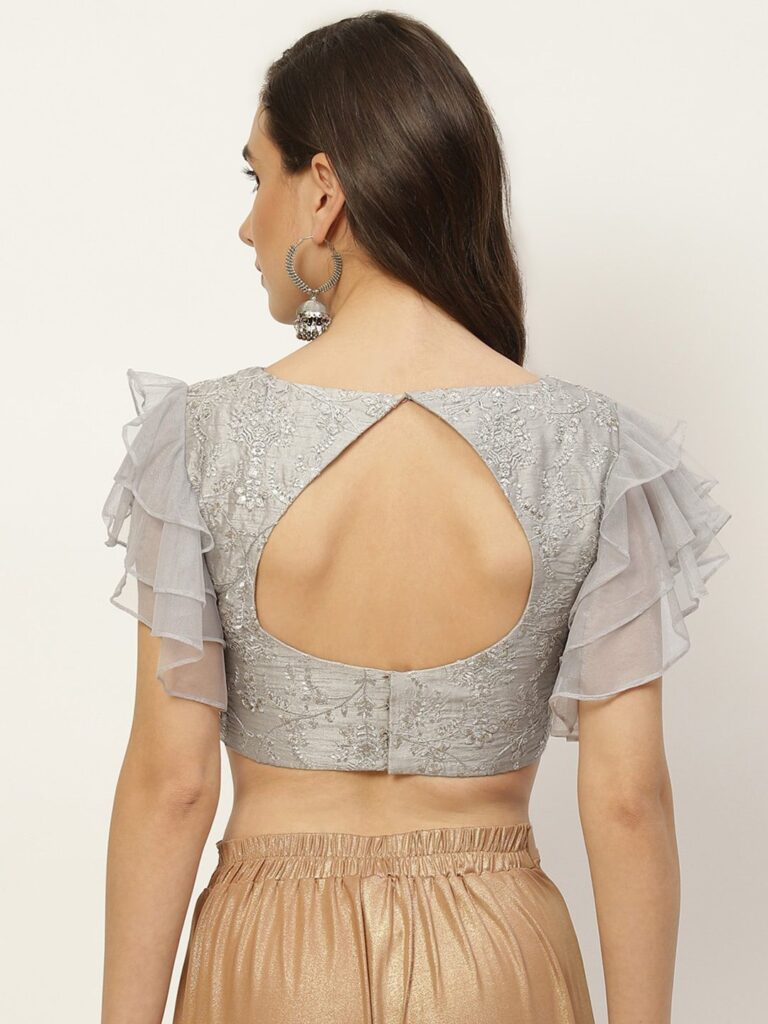 Grey Blouse Design Back