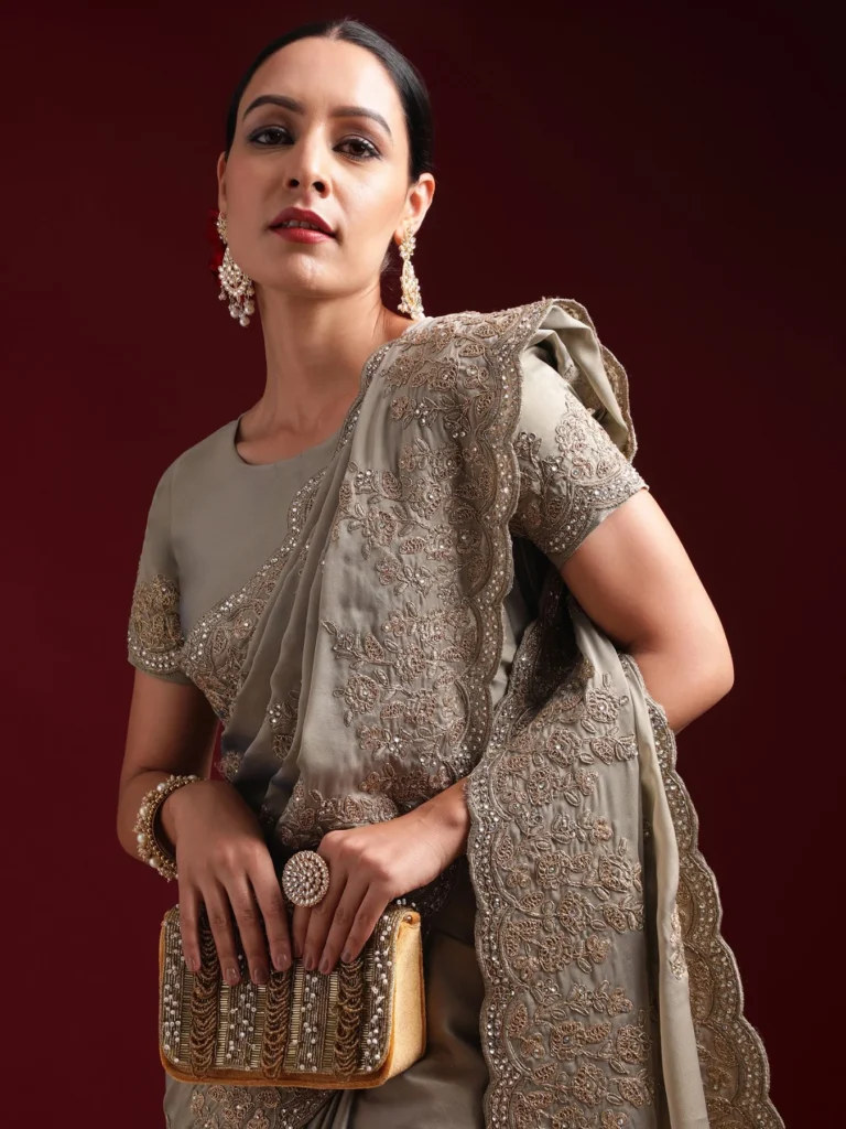Grey Saree Blouse Design