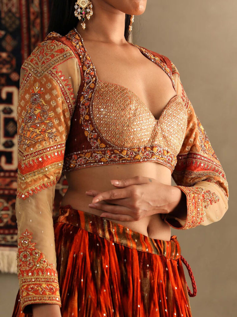 Halter Neck Blouse with Embroidery