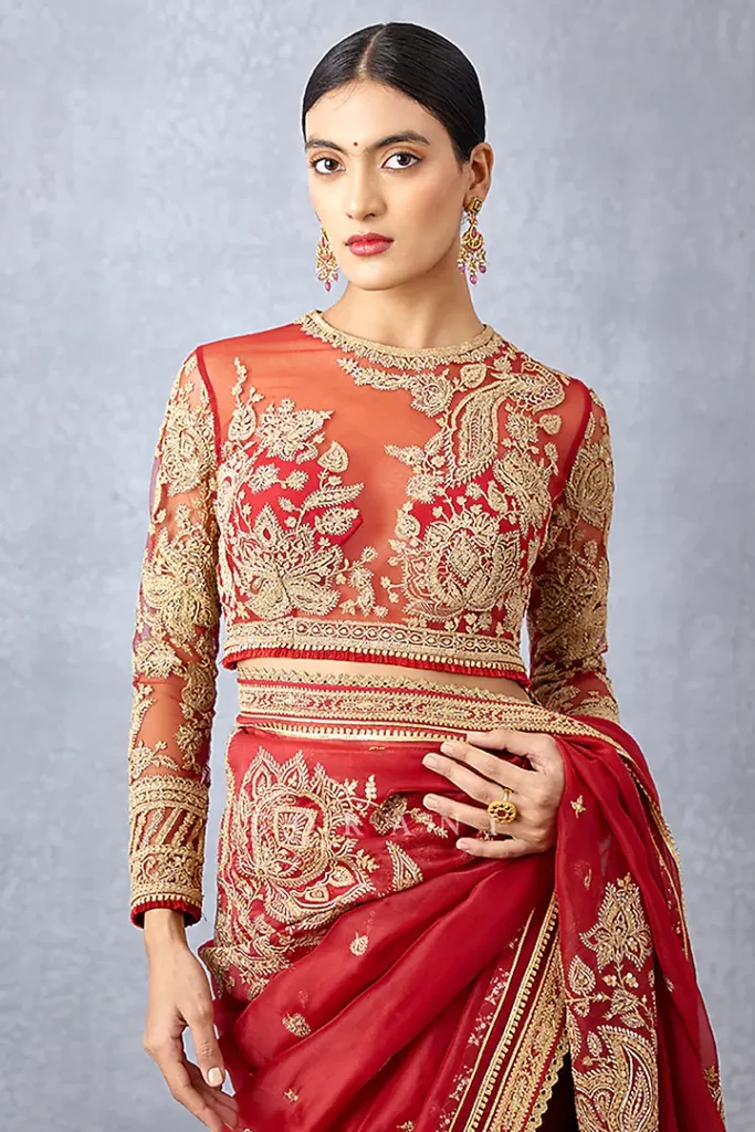 High Neck Embroidered Blouse