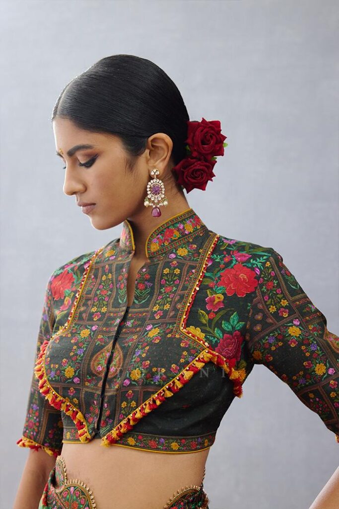 Jacket Style Half Collar Blouse