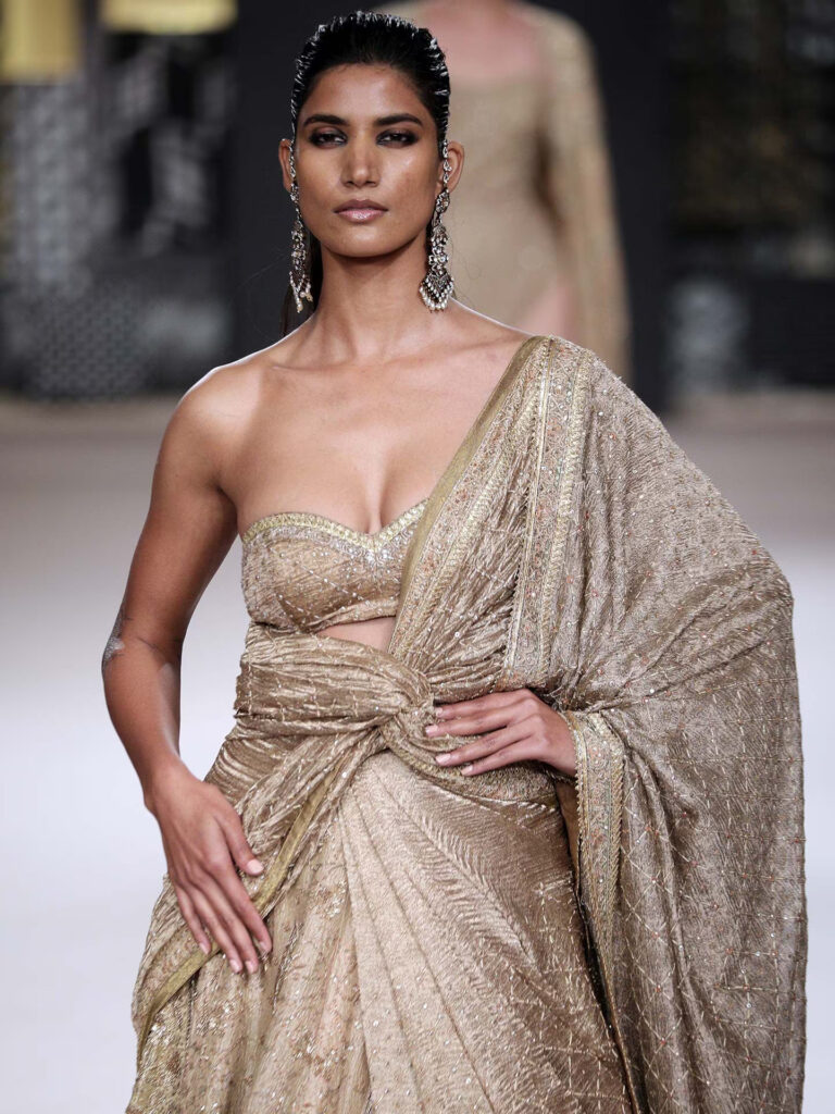 Off-shoulder blouse with Traditional Prints