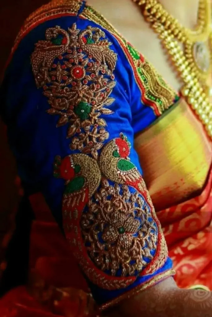 Peacock Aari Work Blouse Designs