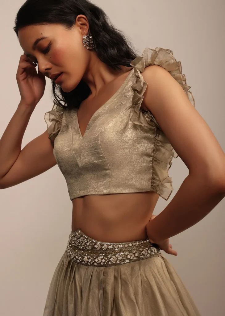 Ruffled Sleeve Padded Blouse