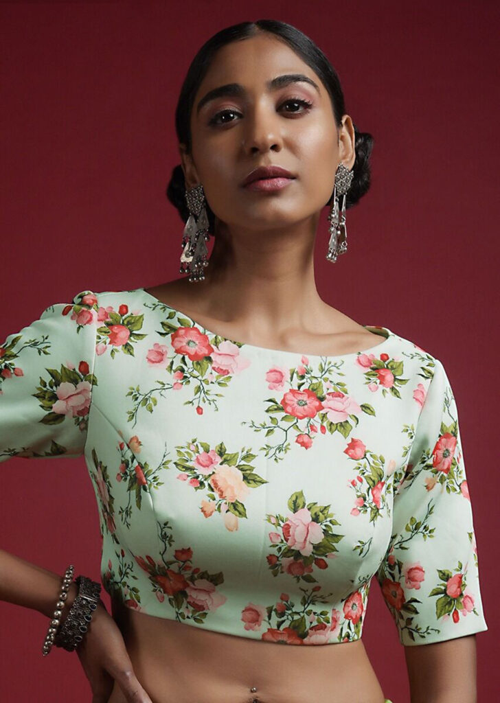 Satin Half Collar Blouse