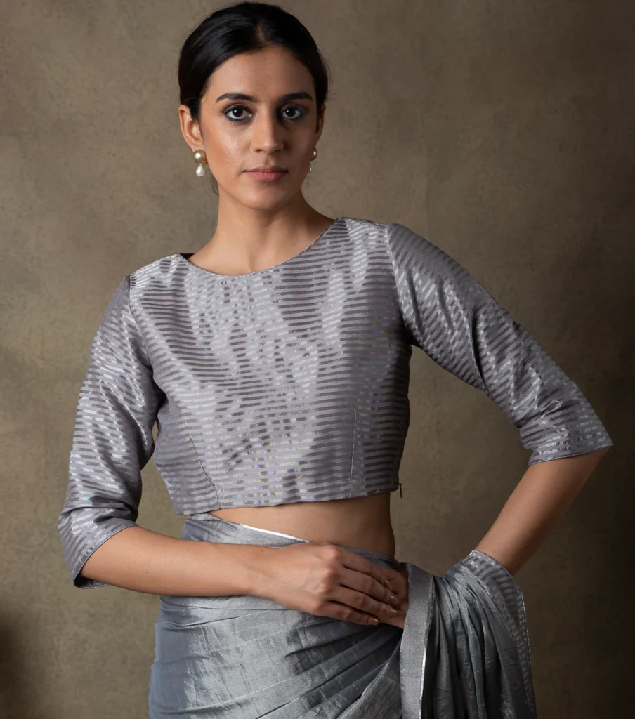 Silver Grey Blouse Design