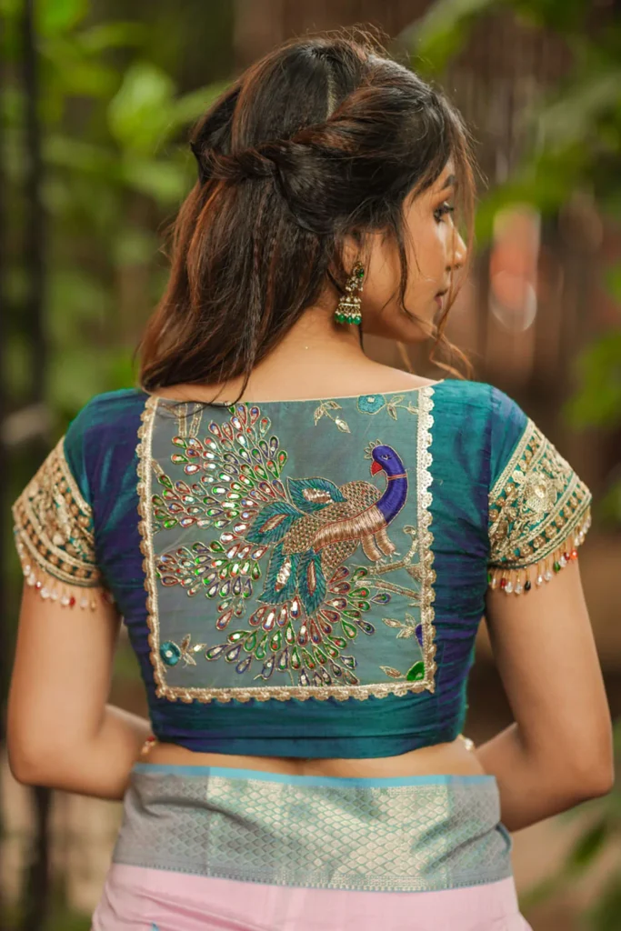Simple Peacock Blouse Designs