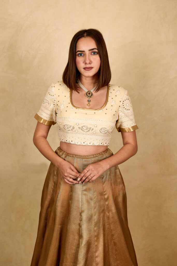 Sleeveless Chikan Blouse