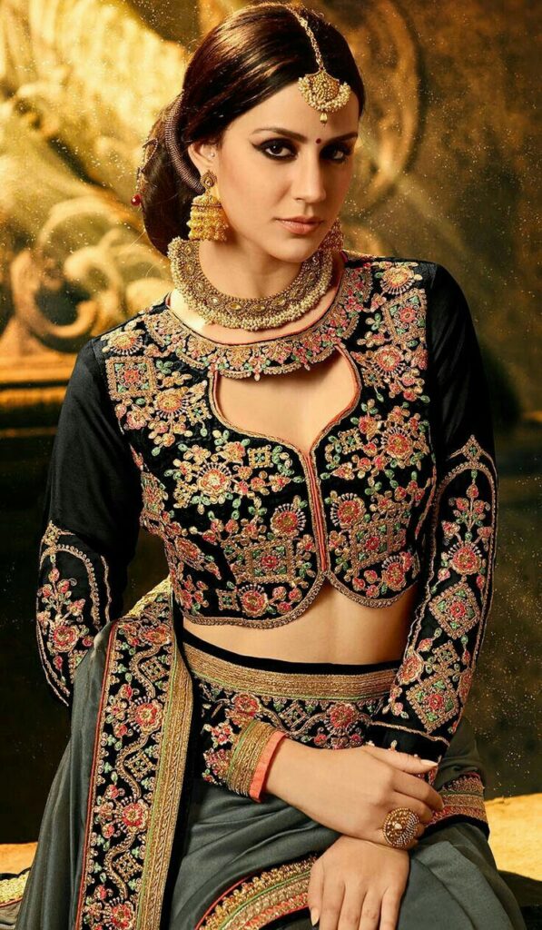 Velvet Blouse with Heavy Embroidery