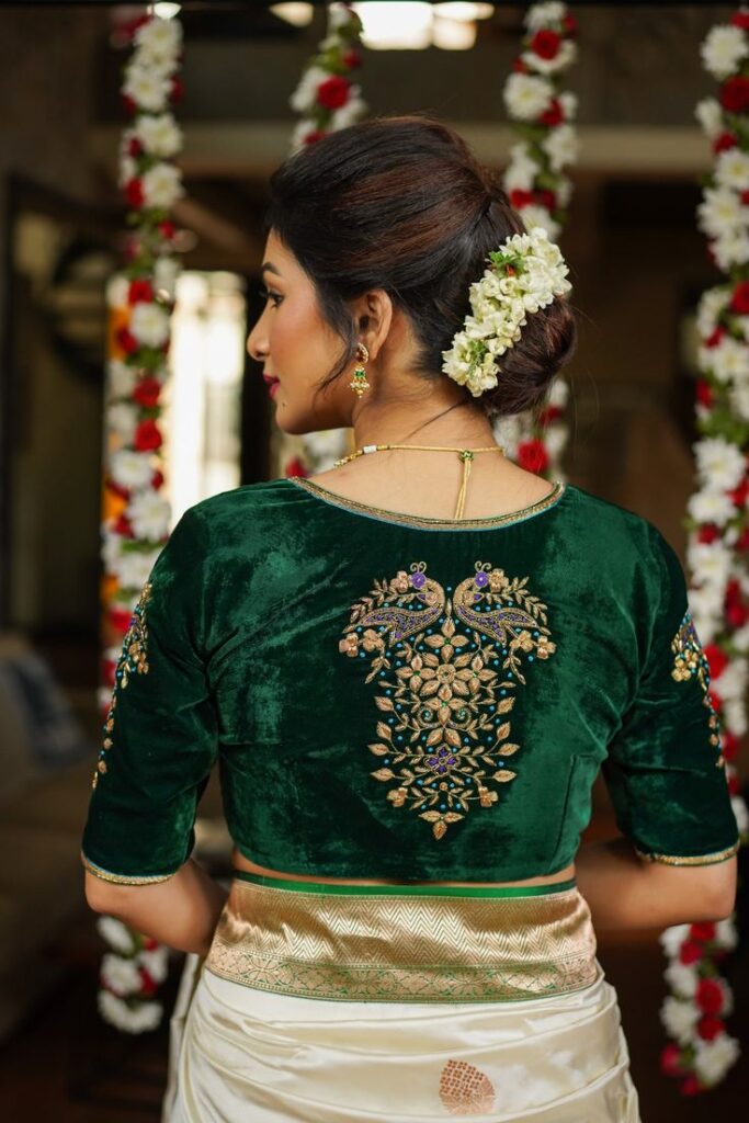 Velvet Blouse with Zari Work
