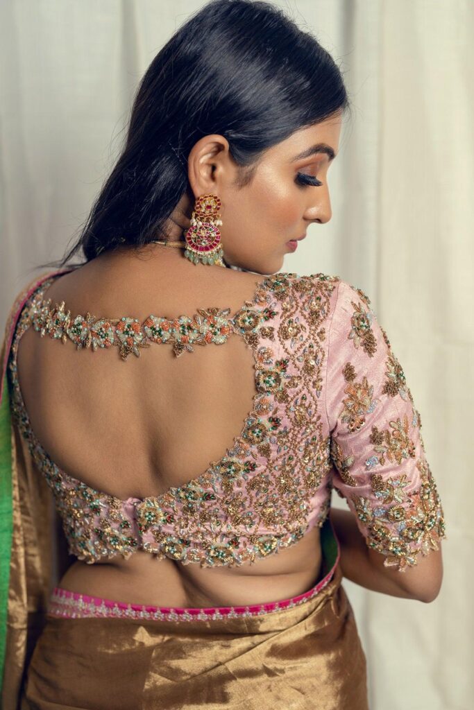 Zardosi Work Pot Neck Blouse