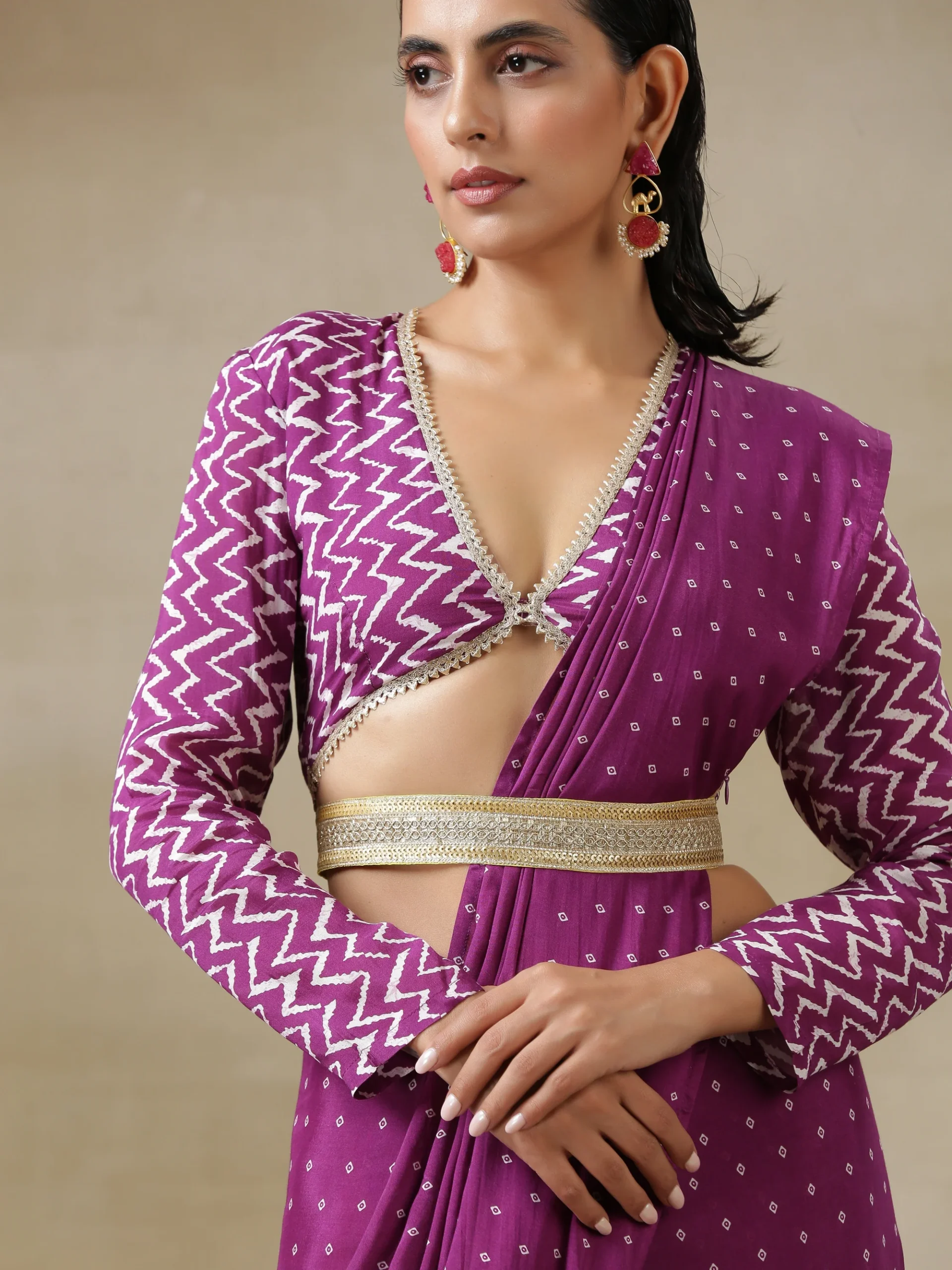 Bandhani Blouse Design Full Sleeve