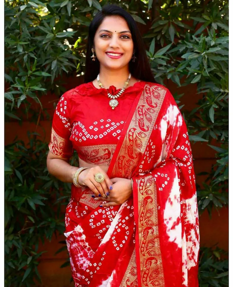 Bandhani Blouse Designs for Silk Sarees