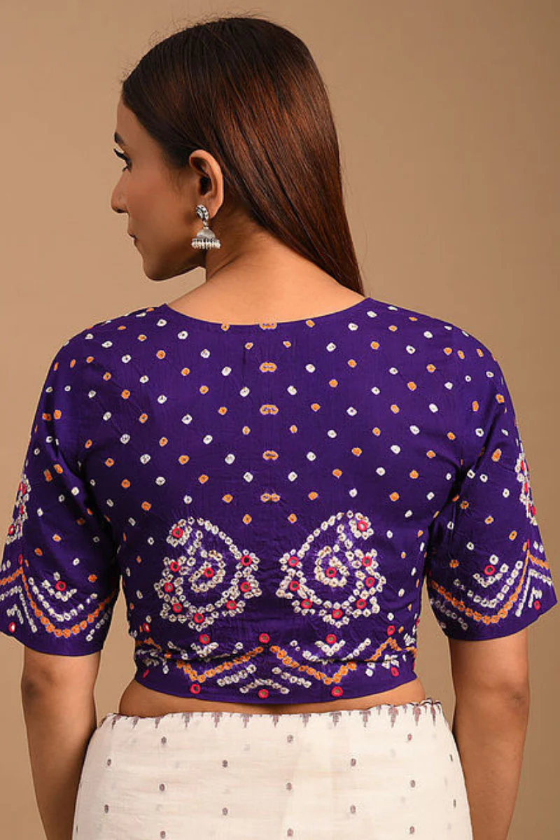 Bandhani Saree Blouse Back Design