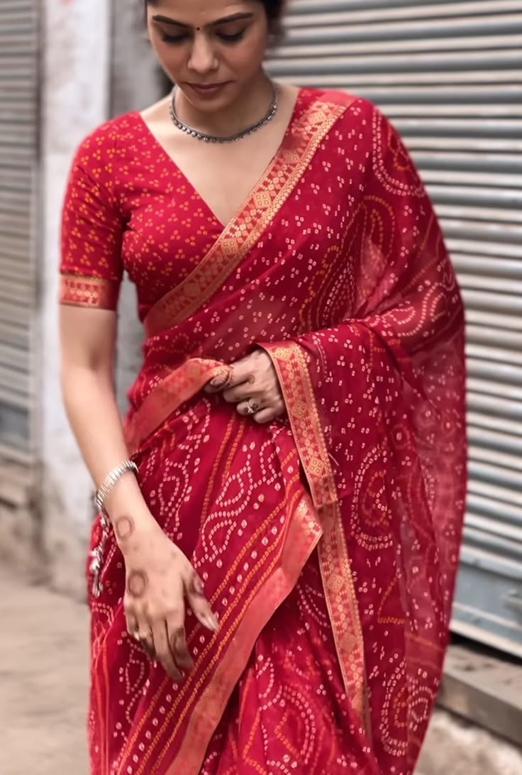 Bandhani Saree Blouse Neck Designs